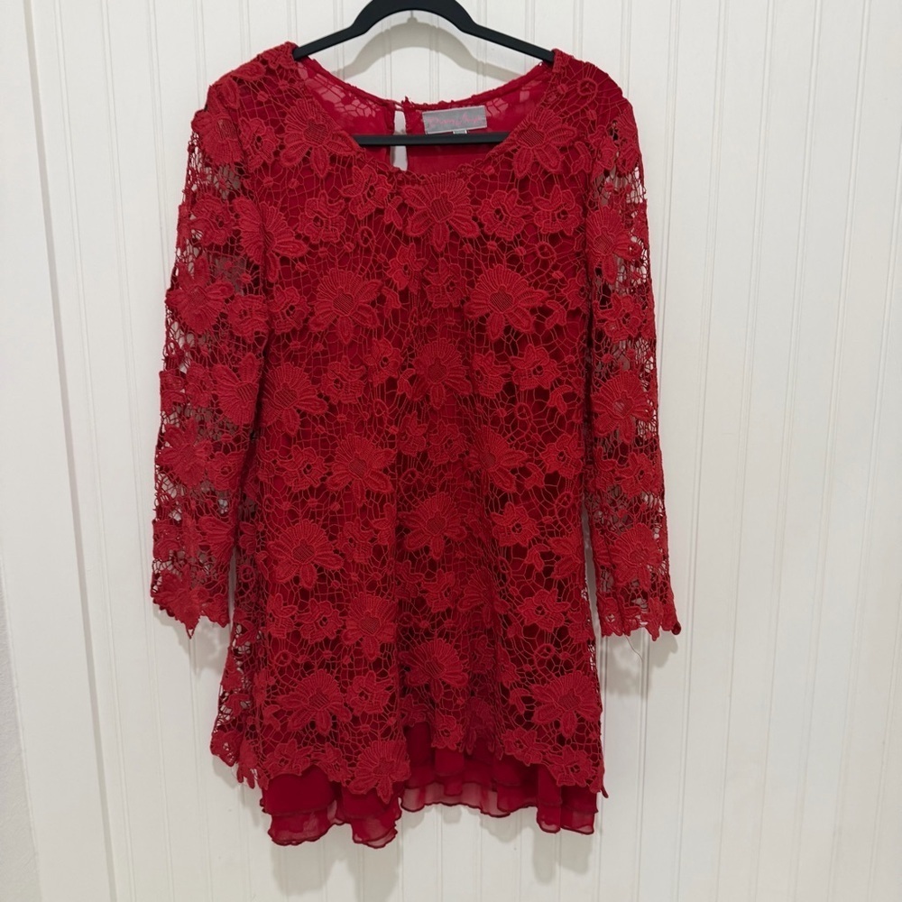 Pretty Angel Vibrant Red Lace Dress Mini large